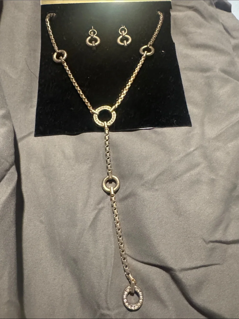 Bijoux Terner Gold-Tone Lariat Necklace with Matching Drop Earrings